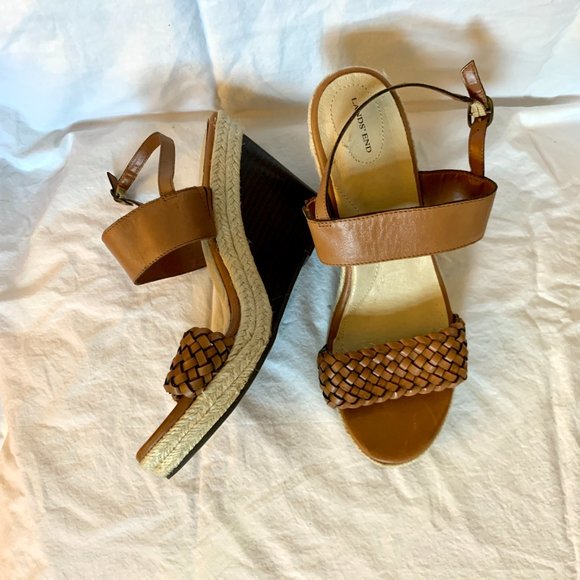 Lands End Woven Leather Wedge - Picture 2 of 2